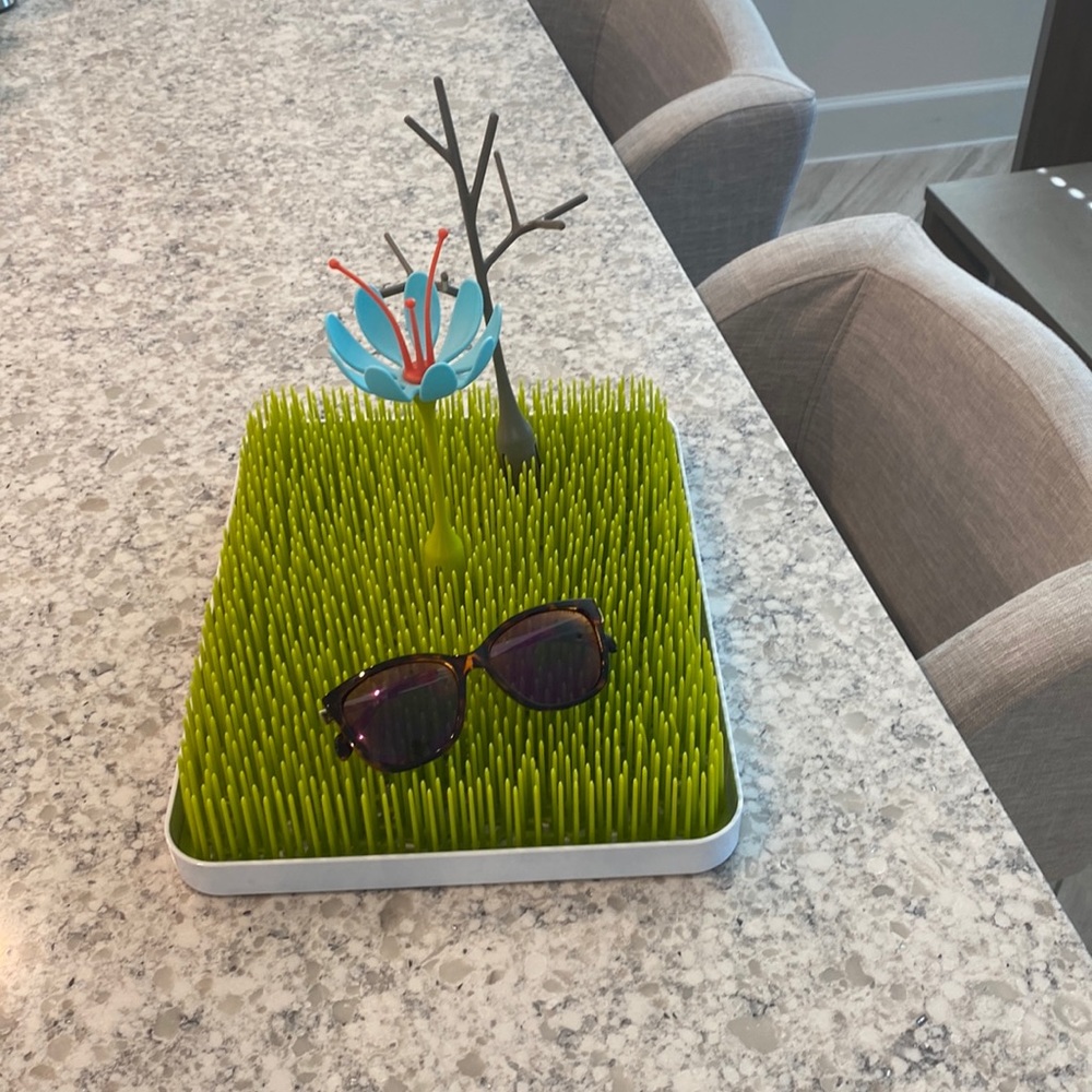 Boon Grass Drying Rack for baby bottles and pumping supplies.